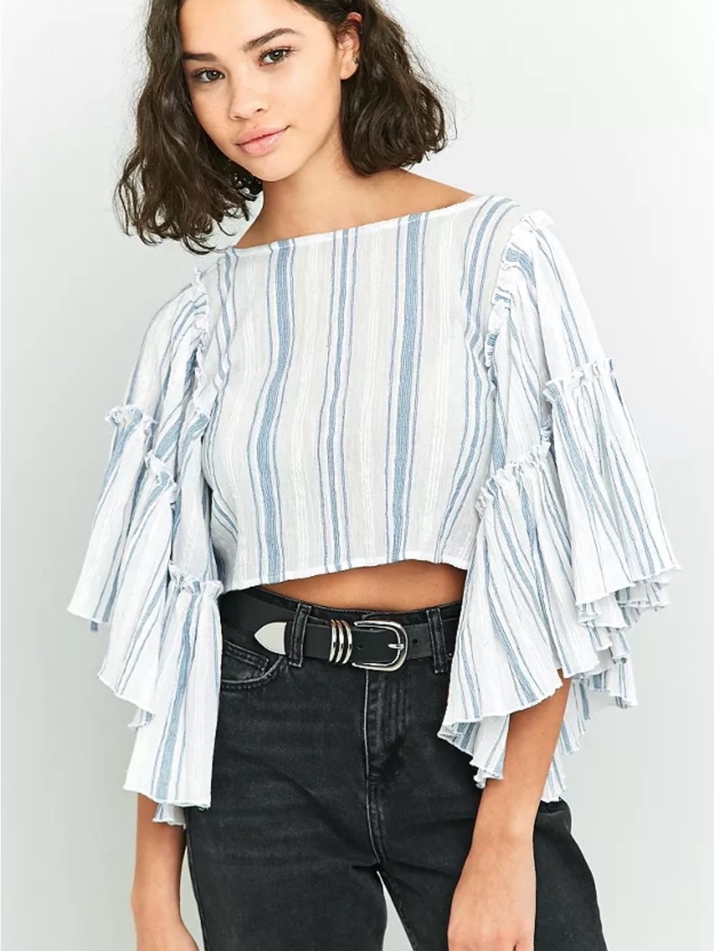 Kimchi Blue Raine Striped Festival Blouse Crop Top